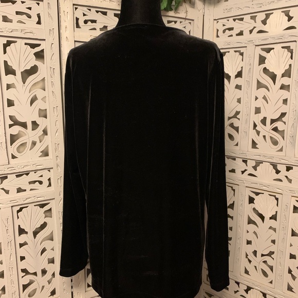 BÉCHAMEL! BEAUTIFUL BLACK VELVET & SNOWFLAKE SEQUINS LONG SLEEVE STRETCHY TOP - Picture 5 of 6